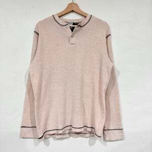 Vintage Old Navy Grunge Y2K Waffle Knit Thermal Henley Shirt, Earth Tone Pink -